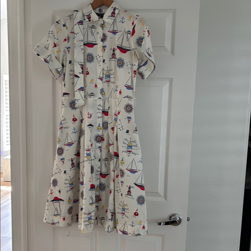 Brooks Brothers supima cotton dress, tie belt, side pockets